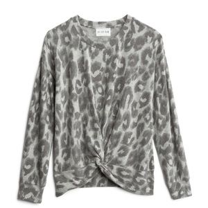 Olive and Oak leopard print knot front sweater